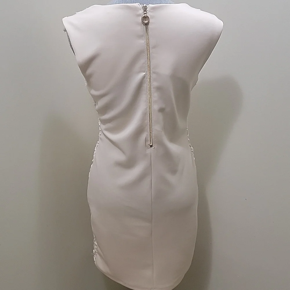 #34 VINTAGE SUZY SHEIR  INSPIRED 1960'S CROCHET DESIGNED DRESS Med P2p18 L35 - Picture 5 of 9